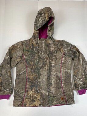 Carhartt Girls M 10/12 Realtree Camo Pink Quilted Lined Hooded Jacket